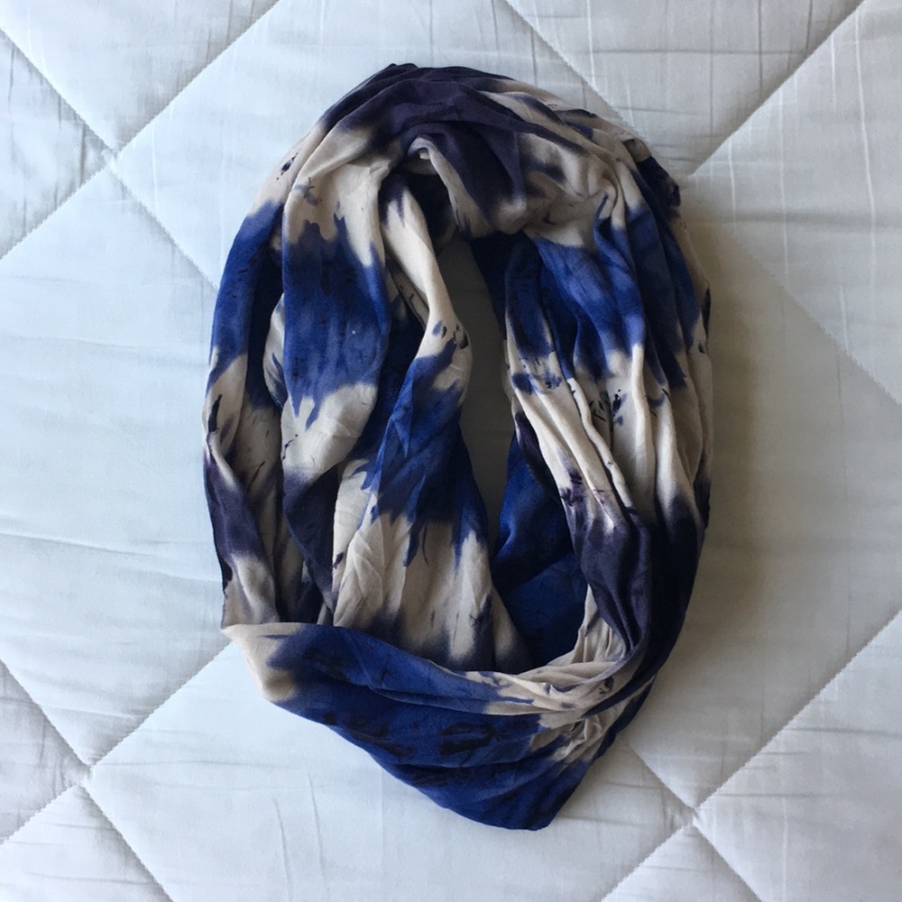 Blue, navy blue, and off white infinite scarf